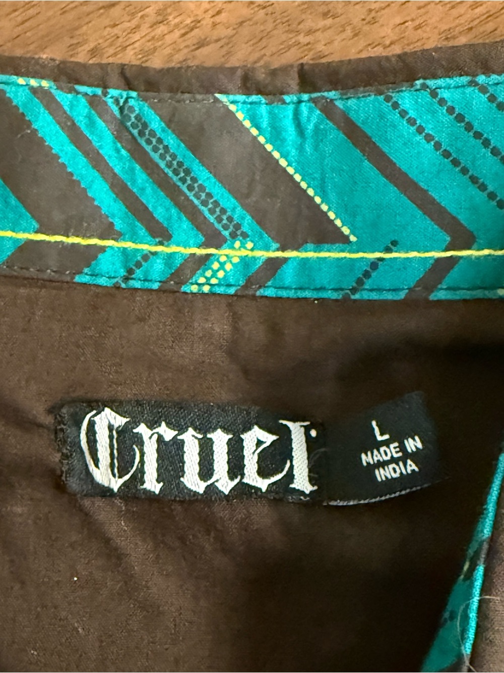 Cruel Girl Brown Western Snap Shirt Turquoise Trim Embroidered Large Boho - Picture 7 of 11